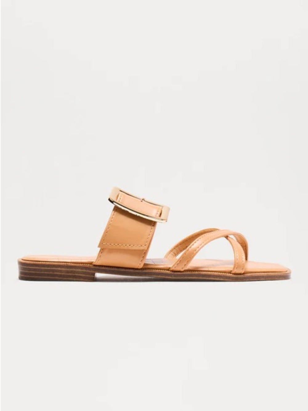 👡NWT Tan Leather Double Strap Slide Buckle Sandal